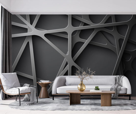 -3D Black Abstract Geometric Wallpaper Bedroom Living Room 180" x 115" (Not Peel and Stick)